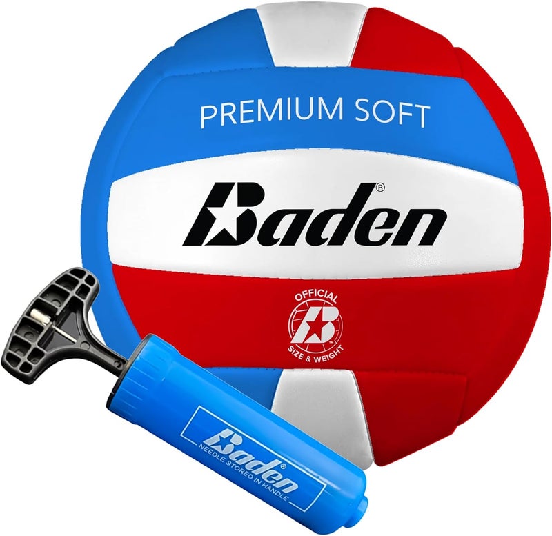 Baden Premium Soft Synthetic Leather Official Size & Weight Outdoor Volleyball 6 Pack with Pump - Image 5